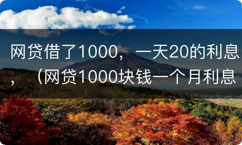 网贷借了1000，一天20的利息，（网贷1000块钱一个月利息）
