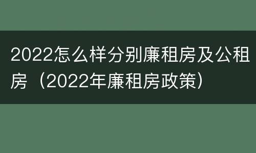 2022怎么样分别廉租房及公租房（2022年廉租房政策）