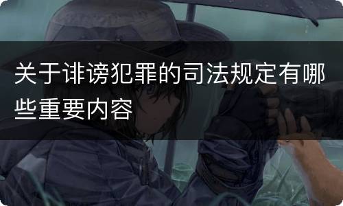 关于诽谤犯罪的司法规定有哪些重要内容
