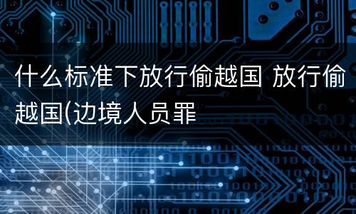 什么标准下放行偷越国 放行偷越国(边境人员罪