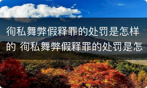 徇私舞弊假释罪的处罚是怎样的 徇私舞弊假释罪的处罚是怎样的