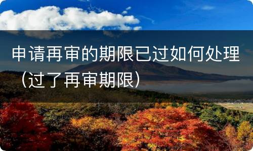 申请再审的期限已过如何处理（过了再审期限）