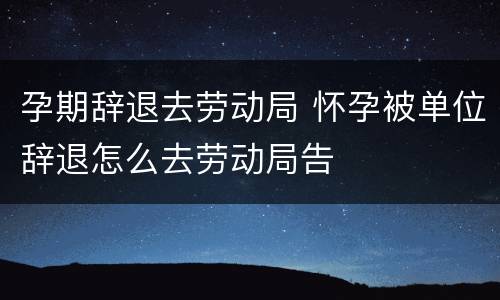 孕期辞退去劳动局 怀孕被单位辞退怎么去劳动局告