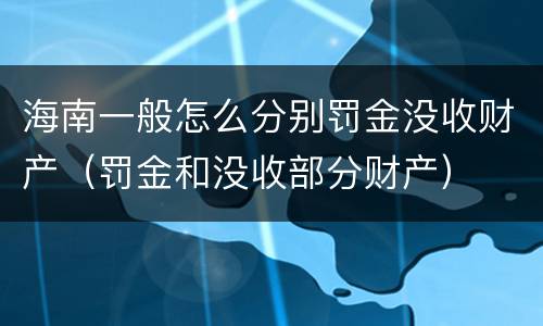 海南一般怎么分别罚金没收财产（罚金和没收部分财产）