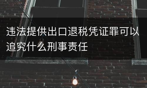 违法提供出口退税凭证罪可以追究什么刑事责任