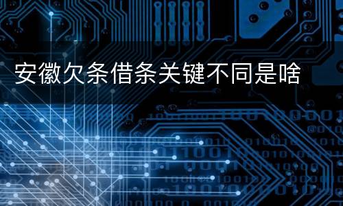 安徽欠条借条关键不同是啥