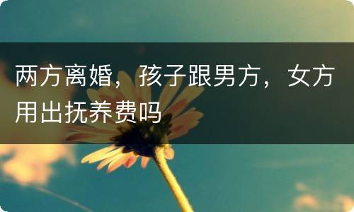 两方离婚，孩子跟男方，女方用出抚养费吗