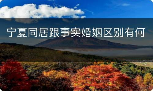 宁夏同居跟事实婚姻区别有何