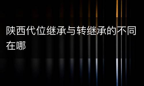 陕西代位继承与转继承的不同在哪