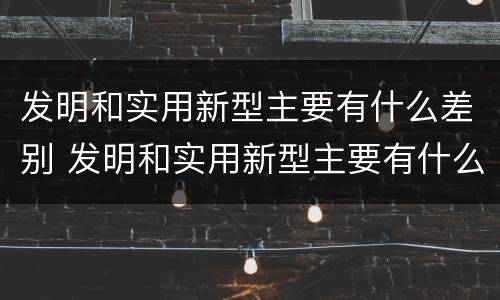 发明和实用新型主要有什么差别 发明和实用新型主要有什么差别英语