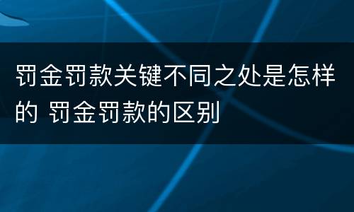 罚金罚款关键不同之处是怎样的 罚金罚款的区别