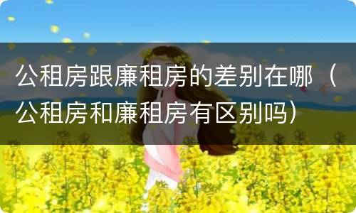 公租房跟廉租房的差别在哪（公租房和廉租房有区别吗）