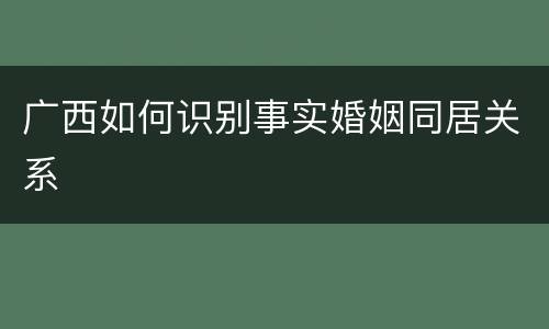 广西如何识别事实婚姻同居关系