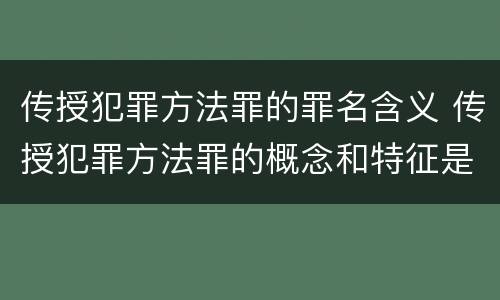 传授犯罪方法罪的罪名含义 传授犯罪方法罪的概念和特征是什么?