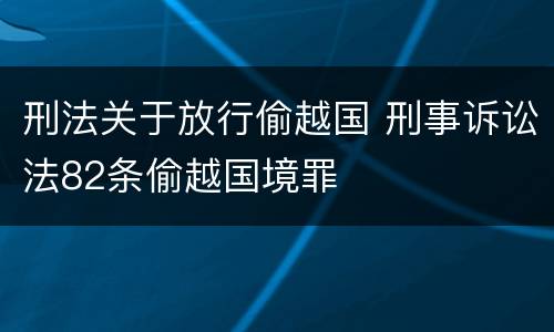 刑法关于放行偷越国 刑事诉讼法82条偷越国境罪