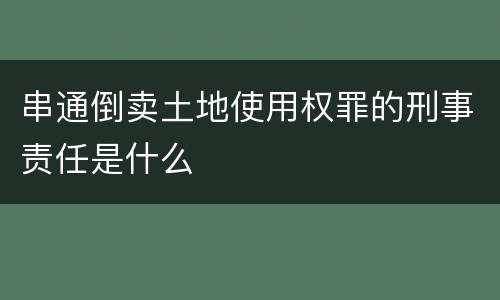 串通倒卖土地使用权罪的刑事责任是什么
