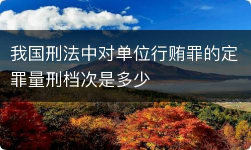 我国刑法中对单位行贿罪的定罪量刑档次是多少