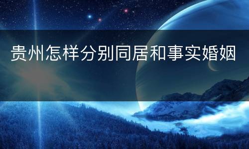 贵州怎样分别同居和事实婚姻