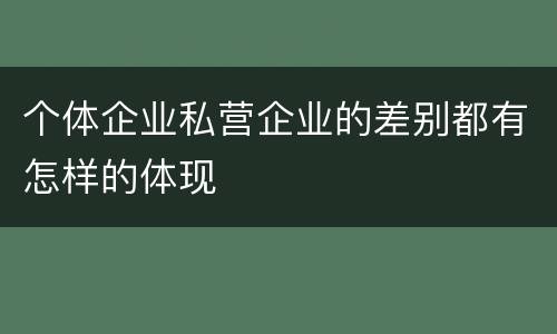 个体企业私营企业的差别都有怎样的体现
