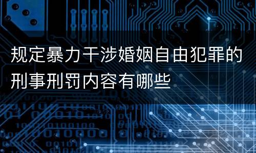 规定暴力干涉婚姻自由犯罪的刑事刑罚内容有哪些