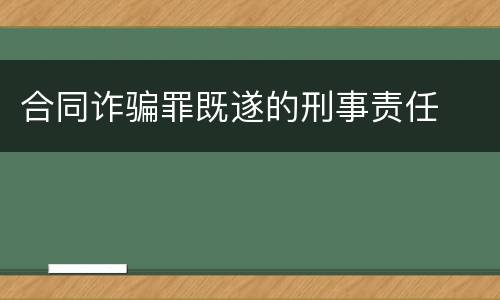 合同诈骗罪既遂的刑事责任