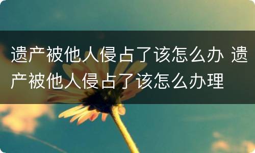 遗产被他人侵占了该怎么办 遗产被他人侵占了该怎么办理