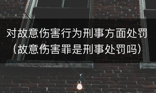 对故意伤害行为刑事方面处罚（故意伤害罪是刑事处罚吗）