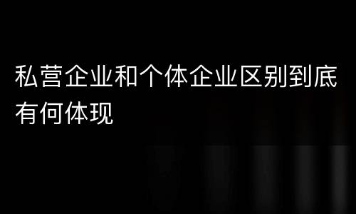 私营企业和个体企业区别到底有何体现
