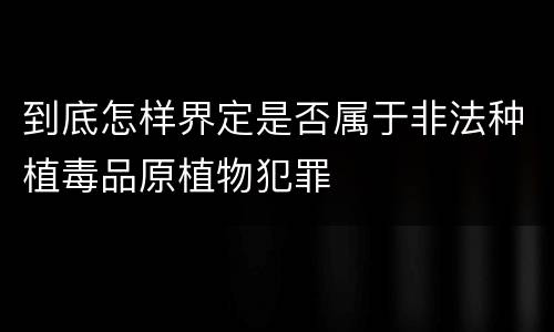到底怎样界定是否属于非法种植毒品原植物犯罪