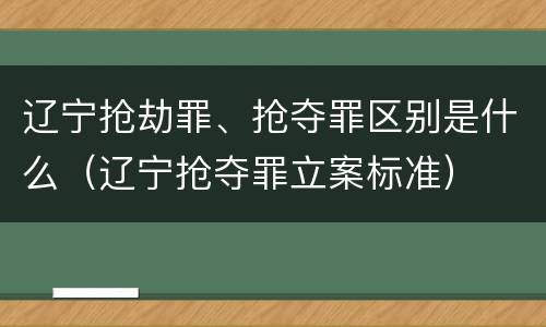 辽宁抢劫罪、抢夺罪区别是什么（辽宁抢夺罪立案标准）