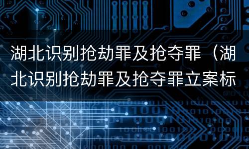 湖北识别抢劫罪及抢夺罪（湖北识别抢劫罪及抢夺罪立案标准）