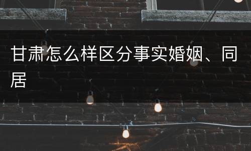 甘肃怎么样区分事实婚姻、同居