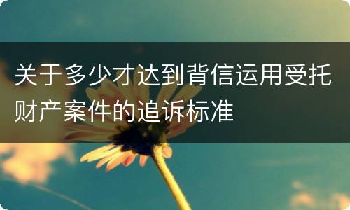 关于多少才达到背信运用受托财产案件的追诉标准