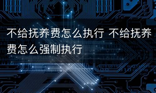 不给抚养费怎么执行 不给抚养费怎么强制执行