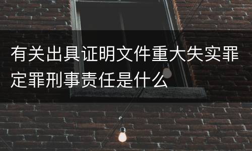 有关出具证明文件重大失实罪定罪刑事责任是什么