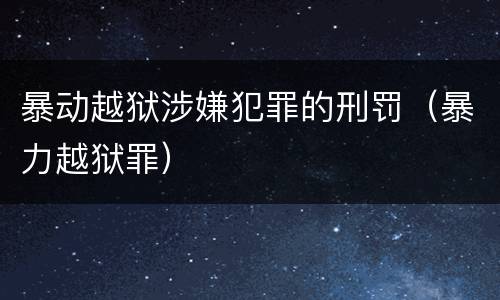 暴动越狱涉嫌犯罪的刑罚（暴力越狱罪）