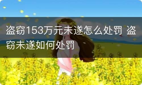盗窃153万元未遂怎么处罚 盗窃未遂如何处罚
