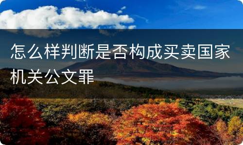 怎么样判断是否构成买卖国家机关公文罪