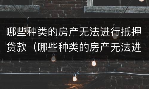 哪些种类的房产无法进行抵押贷款（哪些种类的房产无法进行抵押贷款业务）