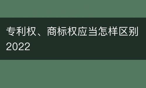 专利权、商标权应当怎样区别2022