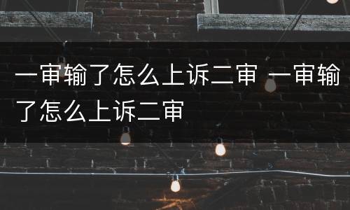 一审输了怎么上诉二审 一审输了怎么上诉二审
