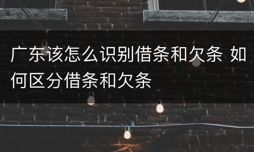 广东该怎么识别借条和欠条 如何区分借条和欠条