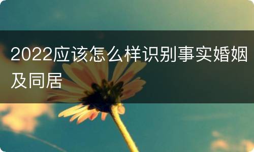 2022应该怎么样识别事实婚姻及同居
