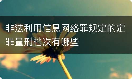 非法利用信息网络罪规定的定罪量刑档次有哪些