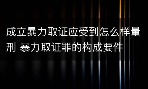 成立暴力取证应受到怎么样量刑 暴力取证罪的构成要件
