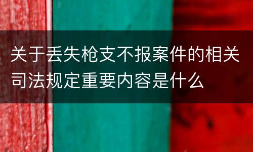 关于丢失枪支不报案件的相关司法规定重要内容是什么