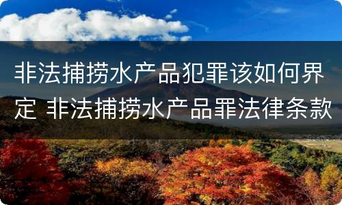 非法捕捞水产品犯罪该如何界定 非法捕捞水产品罪法律条款