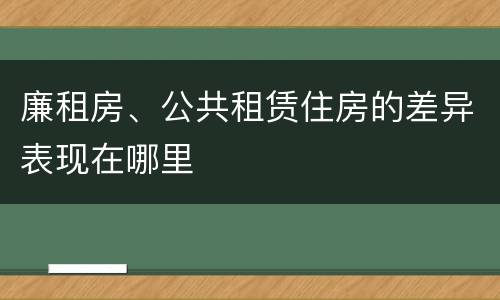 廉租房、公共租赁住房的差异表现在哪里