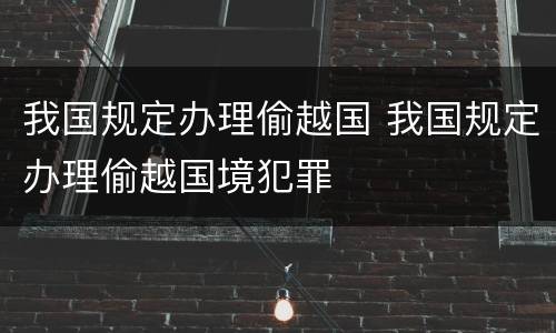 我国规定办理偷越国 我国规定办理偷越国境犯罪