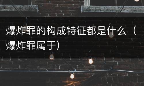 爆炸罪的构成特征都是什么（爆炸罪属于）